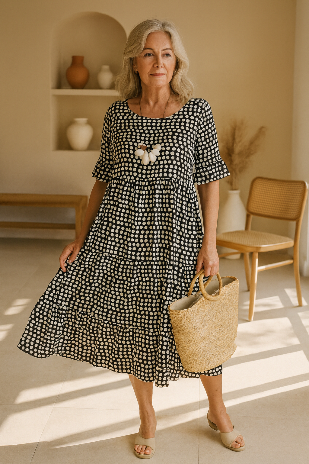 STELLA | SHORT-SLEEVE MIDI DRESS
