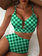 2 PIECE BIKINI SET U-WIRE CUTOUT SWIMSUIT