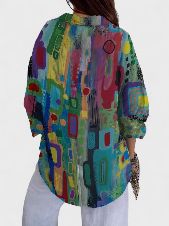 RACHEL | ELEGANT GEOMETRIC PATTERN BLOUSE
