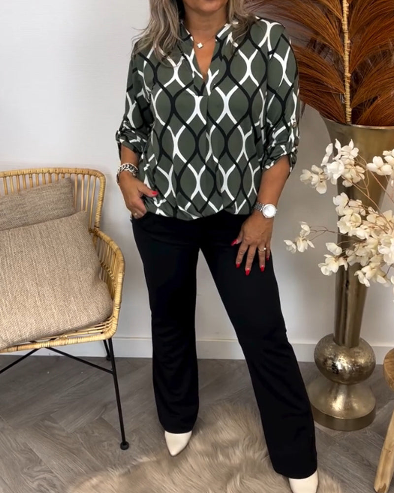 AMELIA | CASUAL LONG-SLEEVE PATTERNED BLOUSE