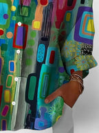RACHEL | ELEGANT GEOMETRIC PATTERN BLOUSE